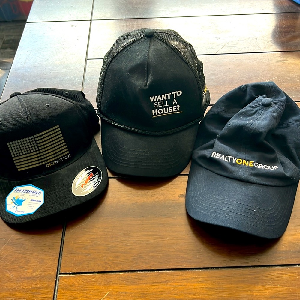 Lot of 3 Realty One Group Real Estate Ball Caps Adjustable Baseball Cap Hat EUC